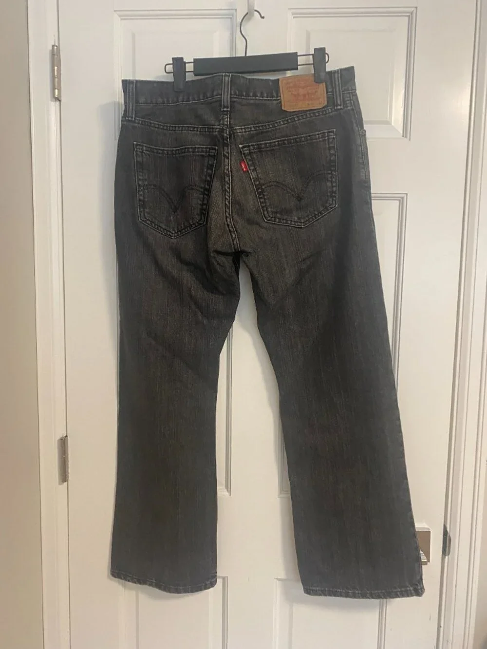 Levi's 527 Bootcut Jeans Men's 33x30 Blue Washed Black Stretch Denim Distressed